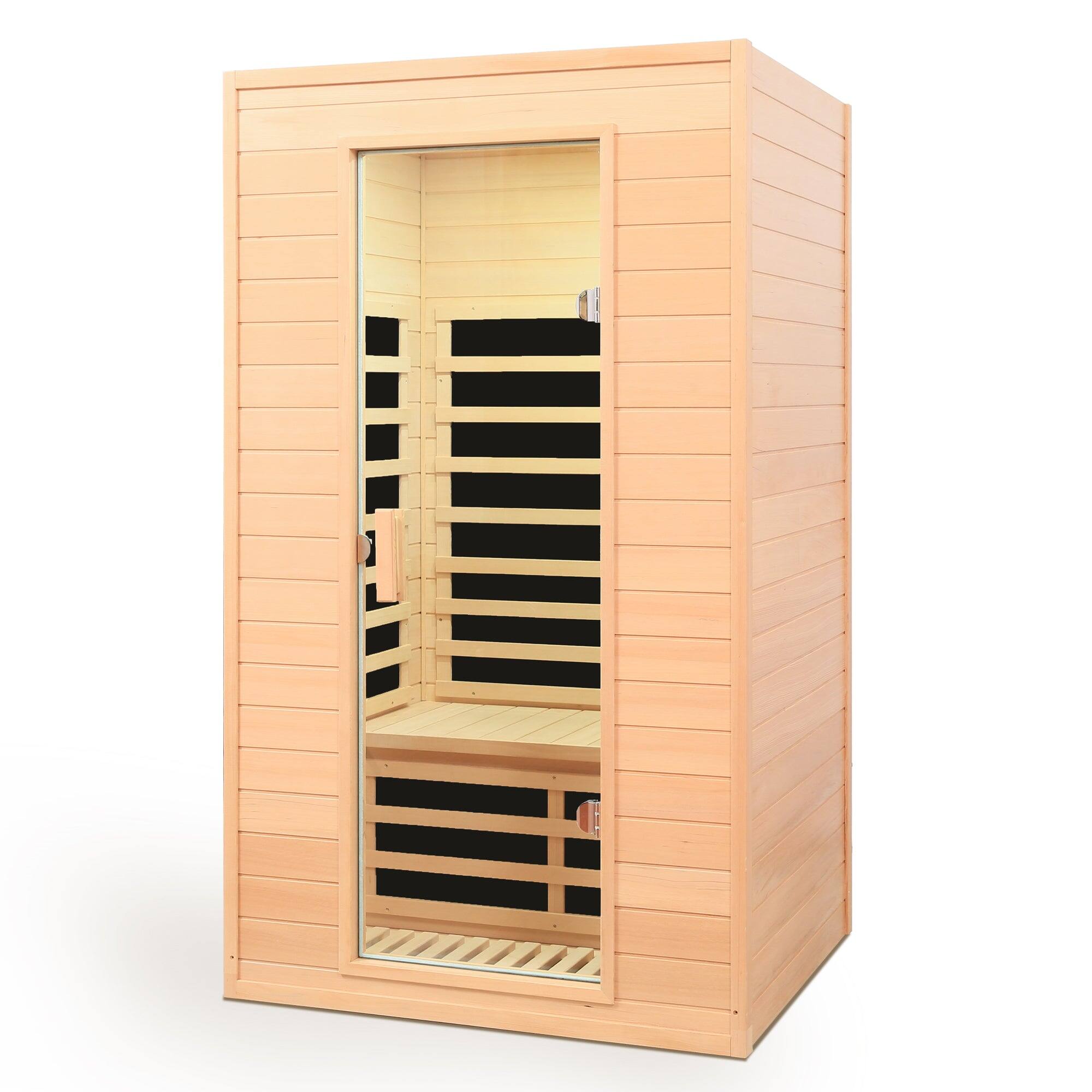 Alt View 8. Boyel Living - Hemlock Two-Person Far Infrared Indoor Sauna with Bluetooth and LED Lights - Natural Wood.