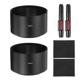 Unique Bargains - 2pcs Lens Hood Shade, 49mm Long-focus Metal Camera Cap Shade with Cleaning Cloth & Pen - Black