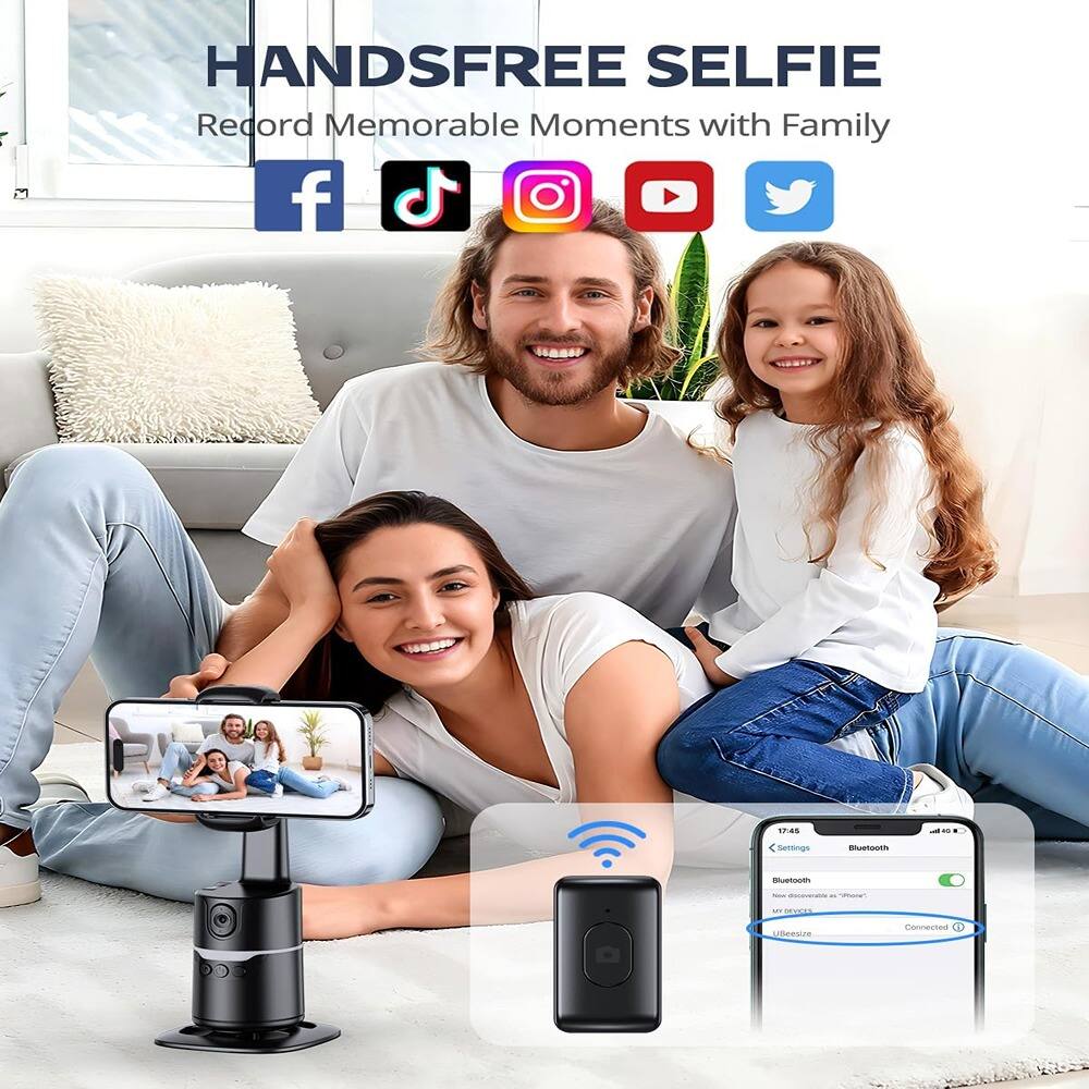 HANDSFREE SELFIE  
Record Memorable Moments with Family  

-1 M  
Magnetized Base  
Bulb Connector  

Bluetooth  
New device "Phone"  
Connected  
Ufreesize