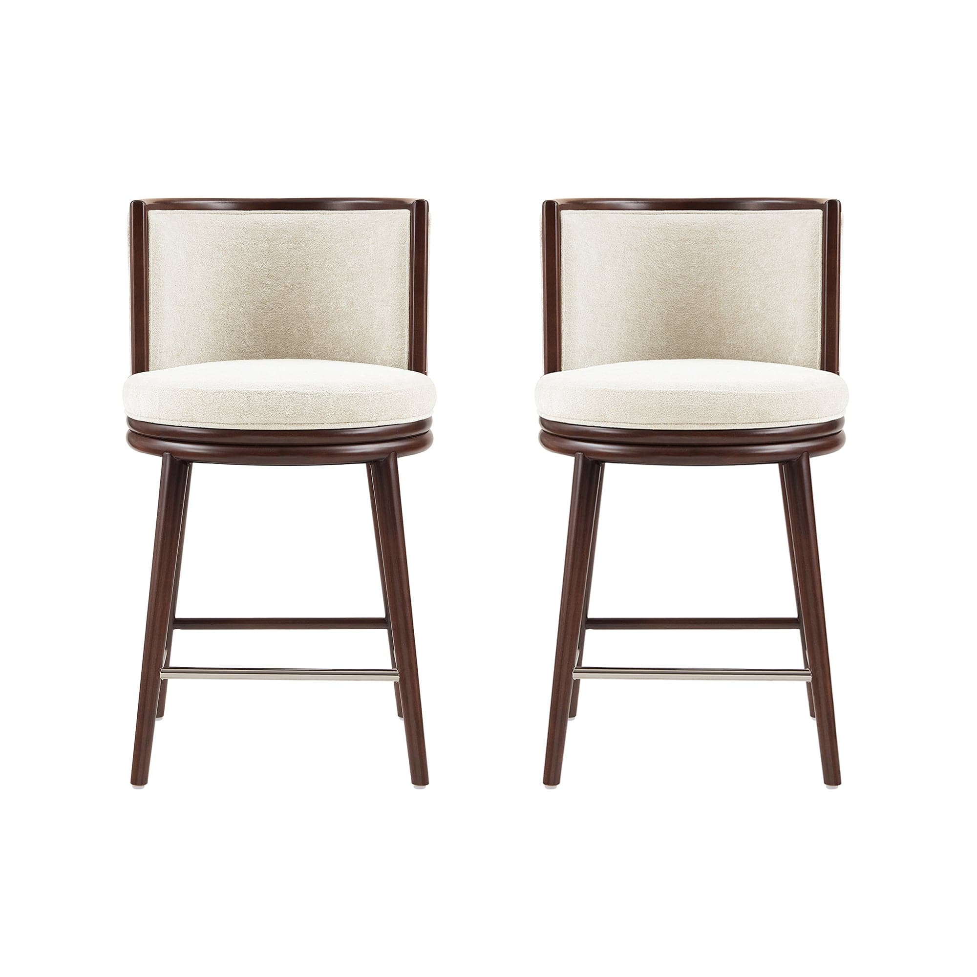 Manhattan Comfort - Evalyn Modern Wood Upholstered Counter Stool - Set of 2 - Cream