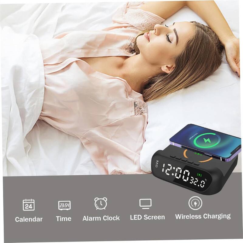 24 Calendar  
23.54 Time  
Alarm Clock  
12:00:20  
32.0  
LED Screen  
Wireless Charging