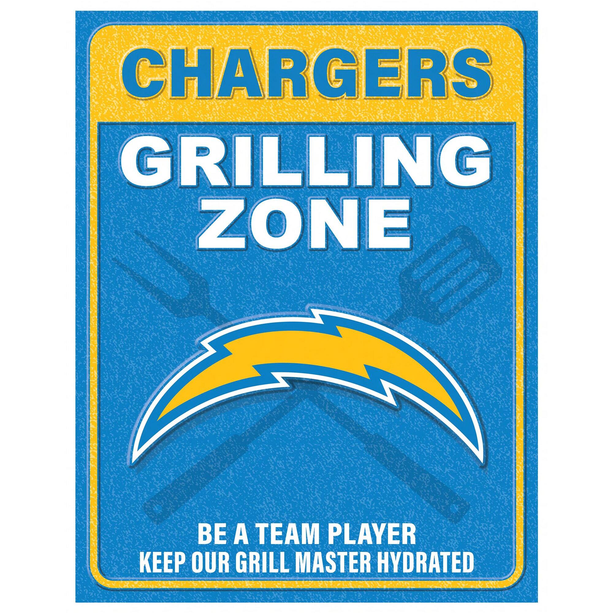Los Angeles Chargers 13" x 20" Grill Zone Metal Sign