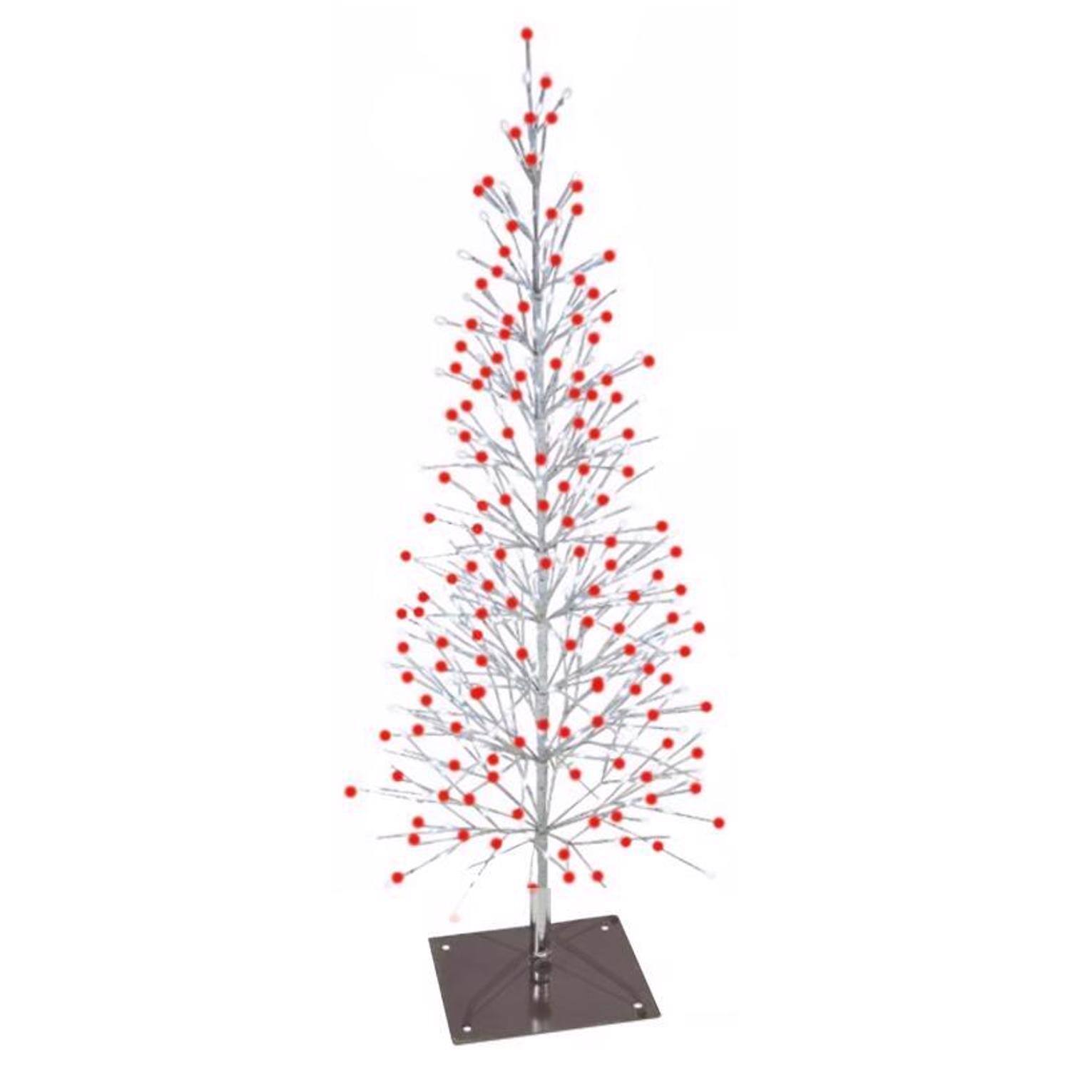 Front. Celebrations - Celebrations LED Red/White Light Birch Tree 6.5 ft. Yard Decor - Multicolored.