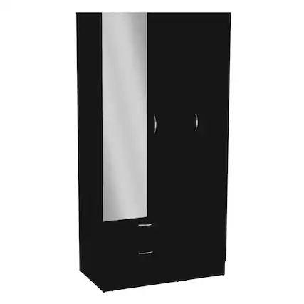 Front. TuHome - Riverside Armoire Black MDF - White.