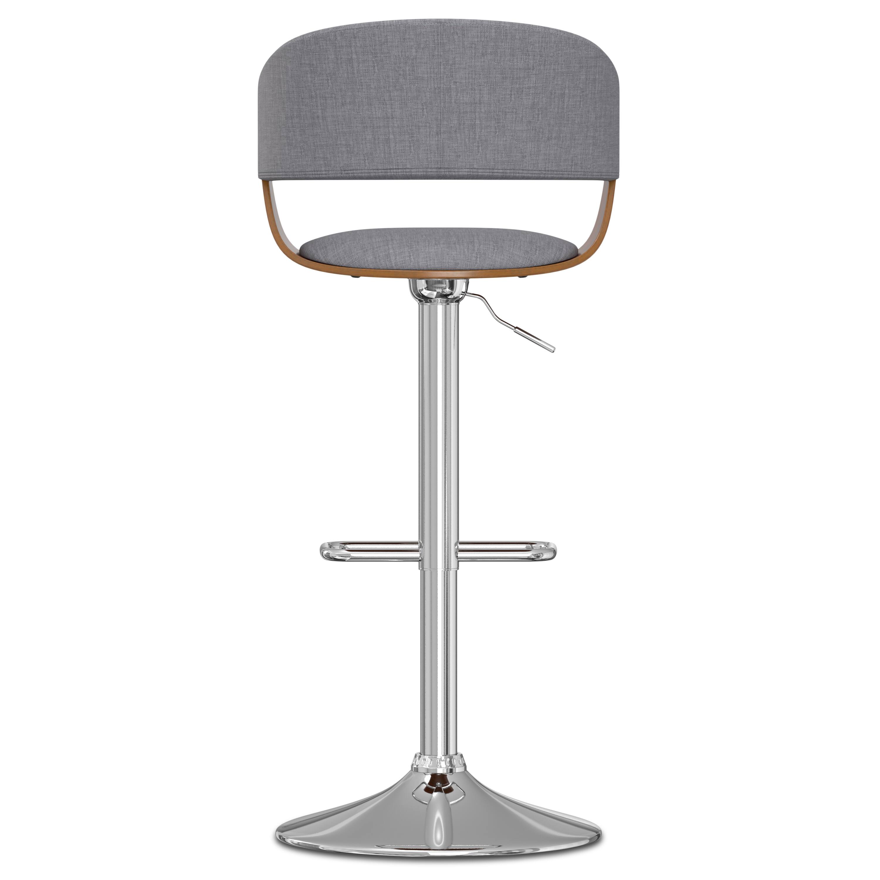 Alt View 2. Simpli Home - Lowell Mid Century Modern 33 inch Adjustable Swivel Bar Stool in Light Grey Linen Look Fabric - Light Grey.
