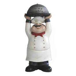 FC Design - 14"H Chef Holding Welcome to My Kitchen Tray Dining Room Accessory Figurine Statue Desk Tabletop Home Decor - Multi-Color