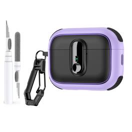 Dteck - Case For Airpods Pro 3rd Gen (2025) Shockproof Drop Protection Safe Lock Cover With Cleaning Pen & Keychain - Purple