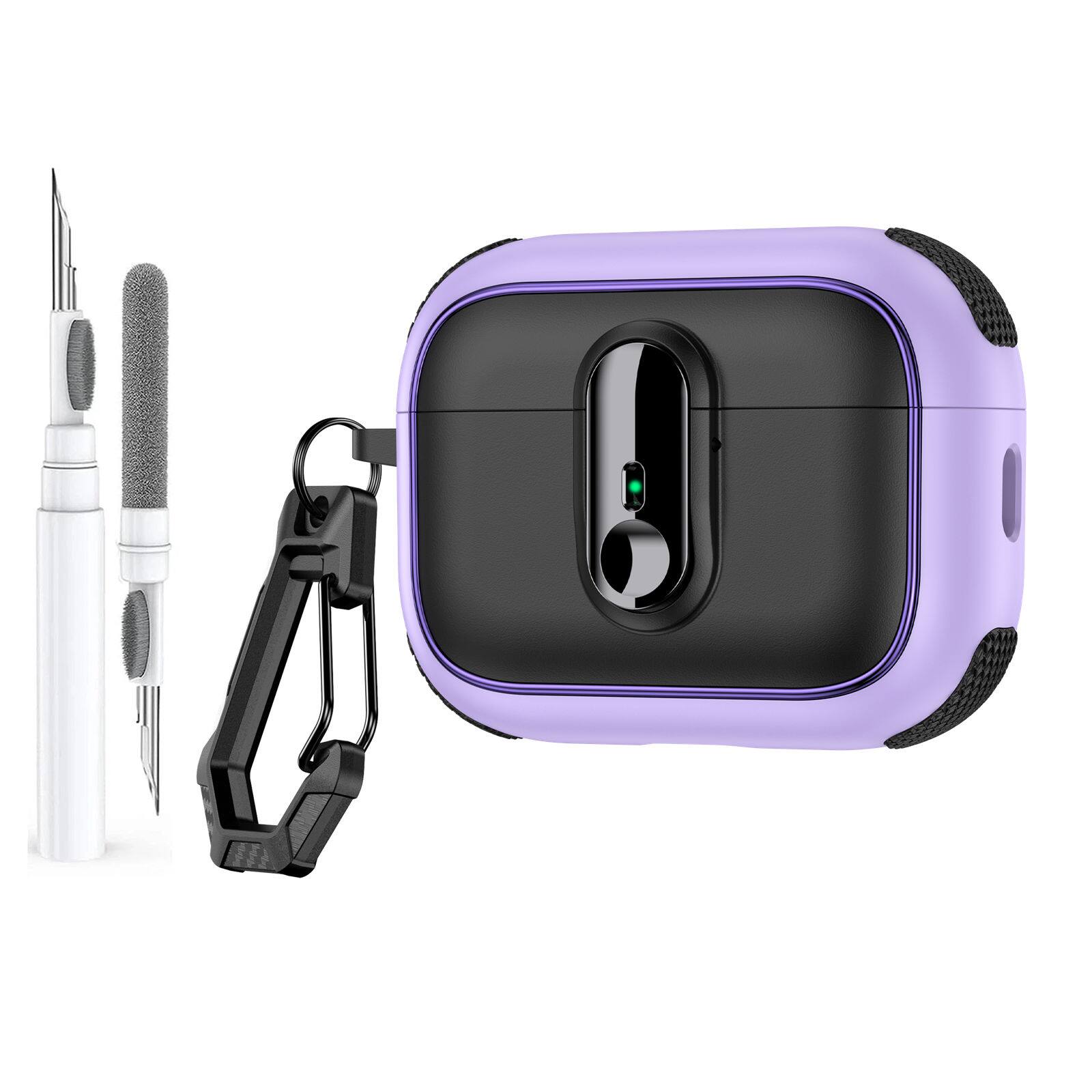 Dteck - Case For Airpods Pro 3rd Gen (2025) Shockproof Drop Protection Safe Lock Cover With Cleaning Pen & Keychain - Purple