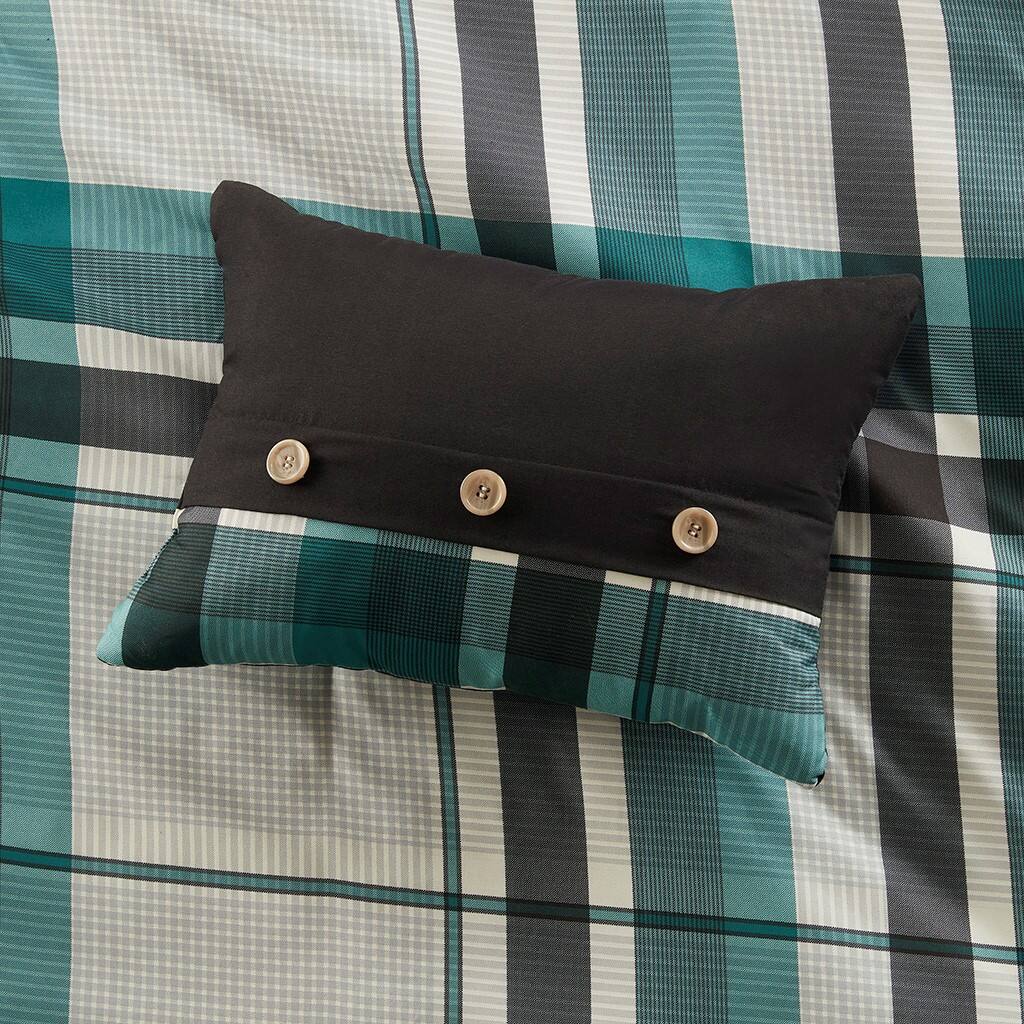 Alt View 2. Gracie Mills - Gracie Mills Lirael Classic Plaid Brushed Microfiber Comforter Set with Bed Sheets - Teal/Black.