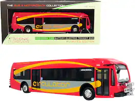 Iconic Replicas - Proterra ZX5 Battery-Electric Transit Bus DC Circulator Lincoln Memorial Red Gray Yellow Stripes 1/87 HO - Red, Gray, Yellow