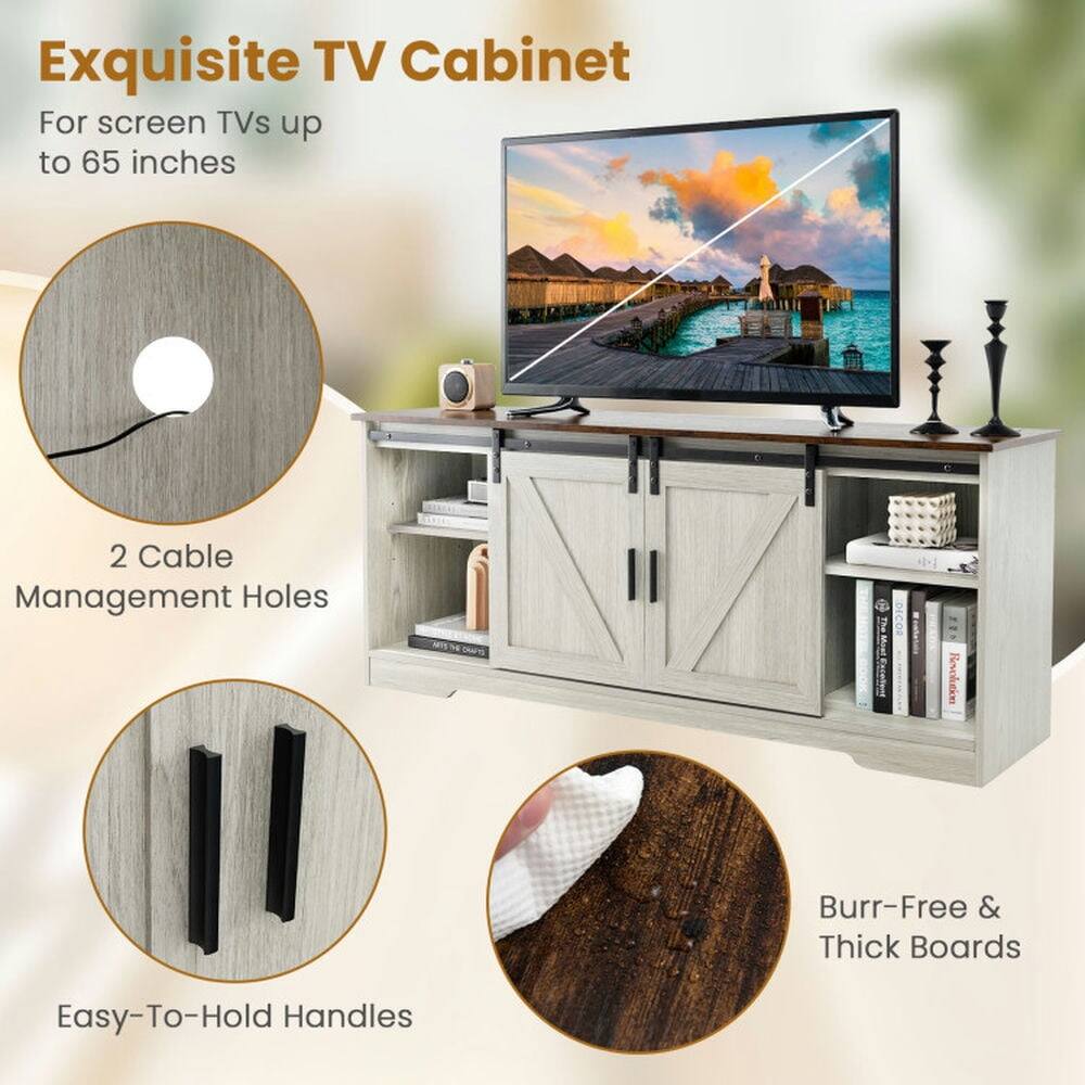 Exquisite TV Cabinet  
For screen TVs up to 65 inches  

2 Cable Management Holes  

Easy-To-Hold Handles  

Burr-Free & Thick Boards