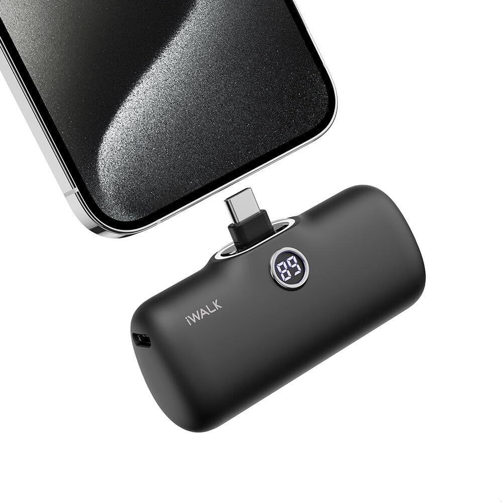 iWalk - 4800mAh Portable Charger 20W with LED Display Power Bank Fast Charging Battery Pack Compatible iPhone & Airpods - Black