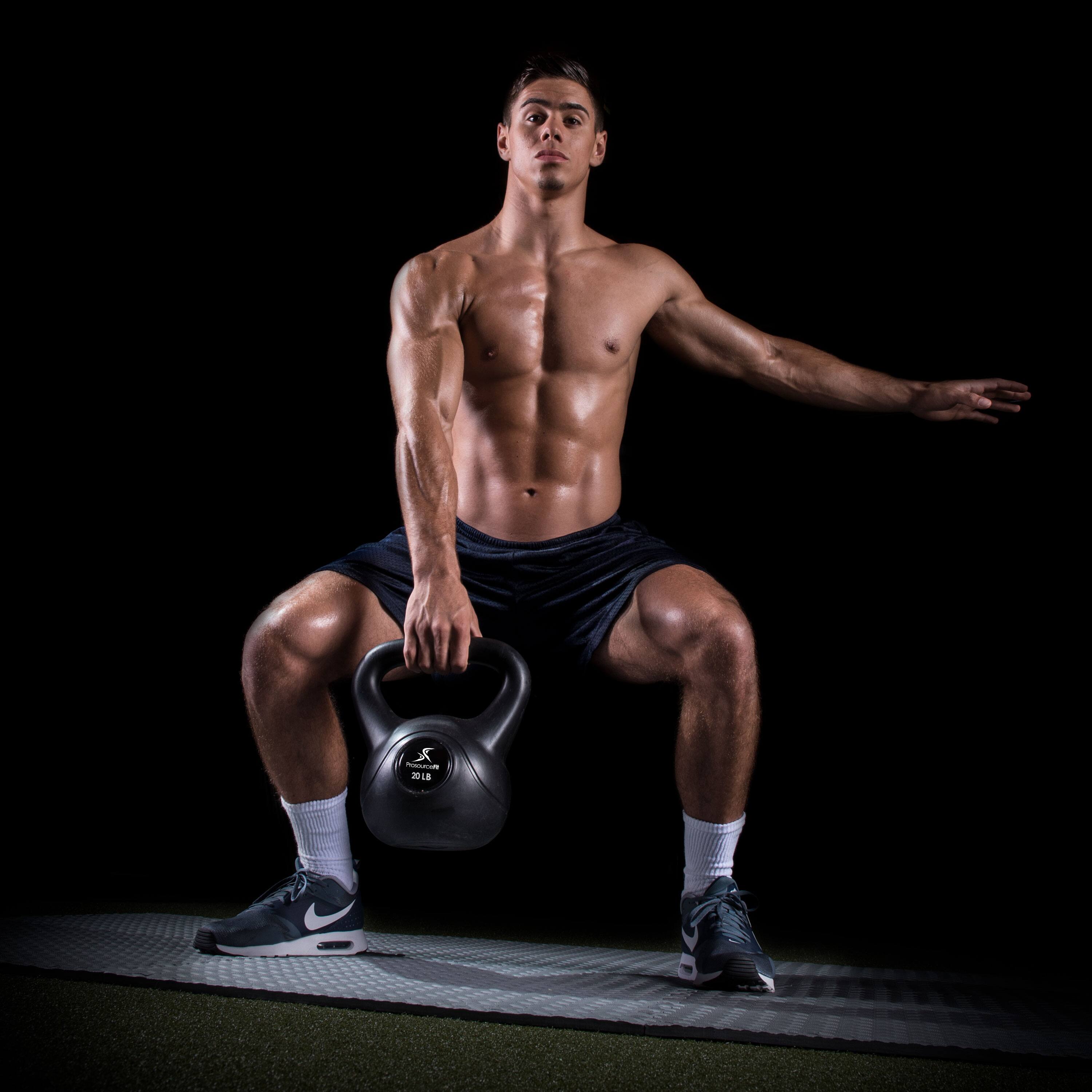 Left. ProsourceFit - ProsourceFit Vinyl Kettlebell, 20 lbs - Black.