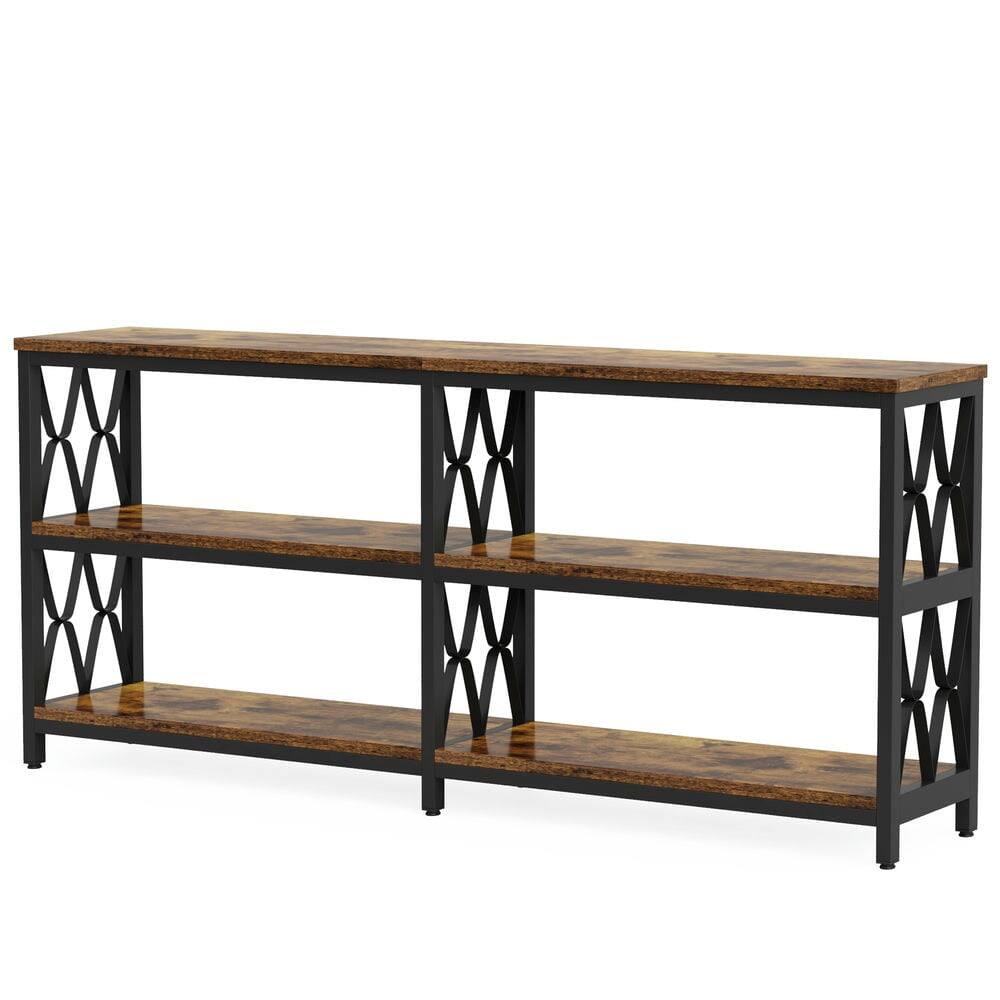 Angle. Kadyn - Entryway Table, Console Sofa Table,3-Tier Console Table, 70.9" Industrial Sofa Foyer Table for Living Room - Brown.