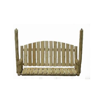 Front. Contoured Comfort - Cedar Log 5ft Country Garden Porch Swing - Brown.