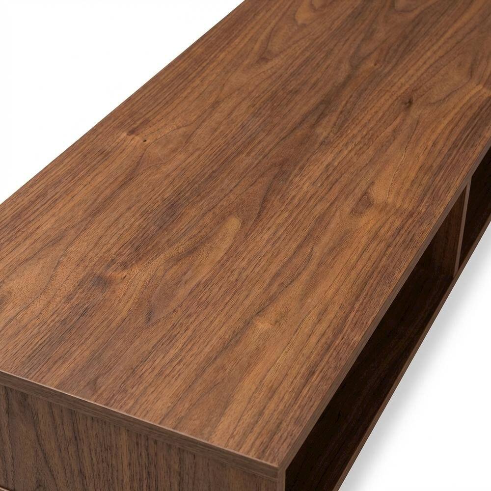Alt View 4. FurniFact - Modern TV Stand with Black Finish, Spacious Storage and Open Shelves - Brown.
