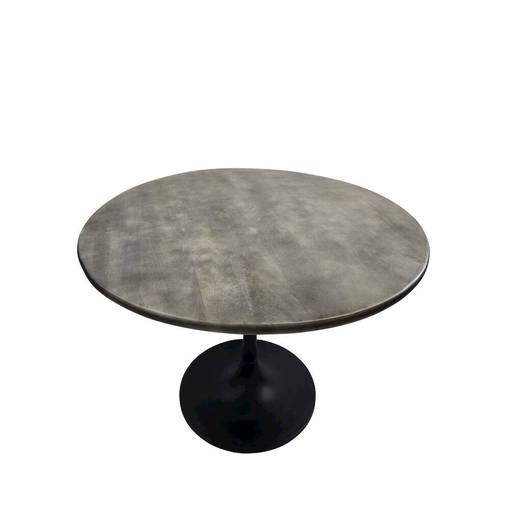Alt View 1. Carolina Chair & Table - Alden Wood Top 36" Round Dining Table - Fog Gray Top - Black Base - Grey.
