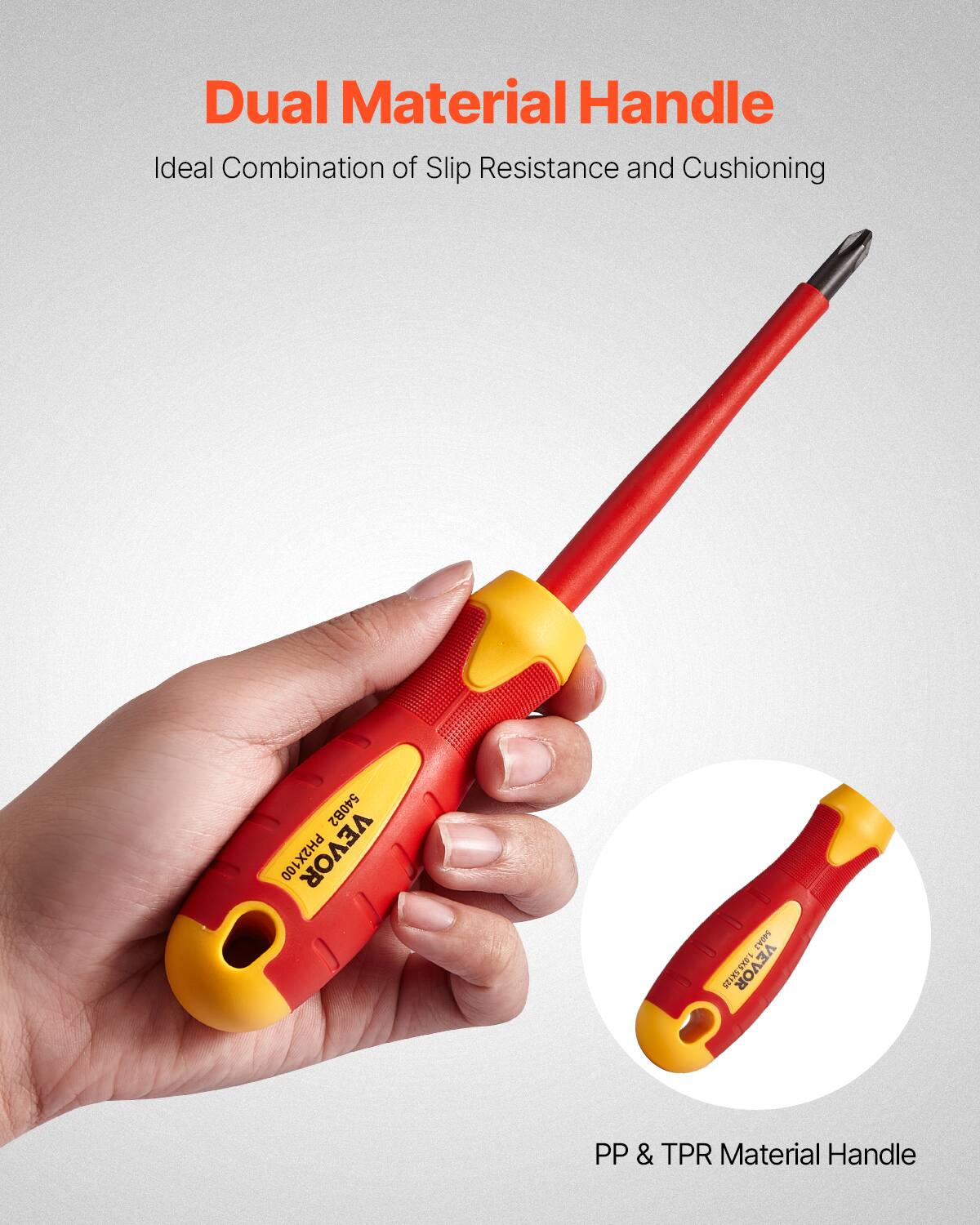 Dual Material Handle  
Ideal Combination of Slip Resistance and Cushioning  

PP & TPR Material Handle