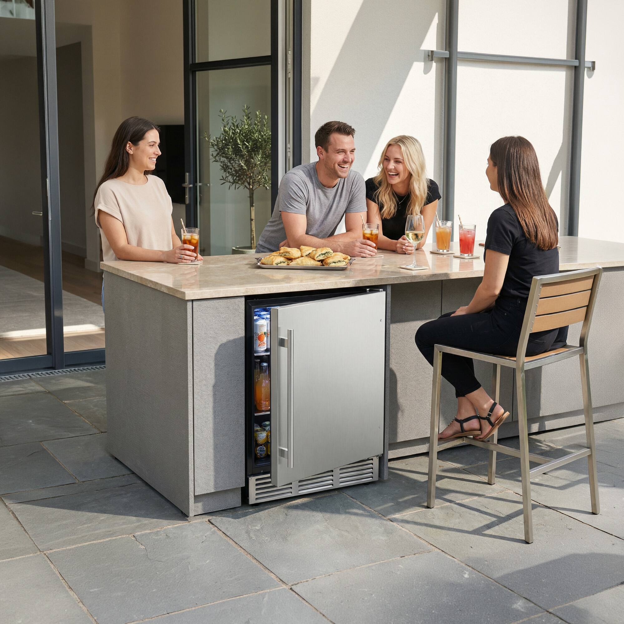 Alt View 7. SIMZLIFE - 24 Inch Under Counter Beverage Refrigerator - 180 Cans Capacity, for Patio/Kitchen, Home & Commercial Use - Silver Stainless Steel.