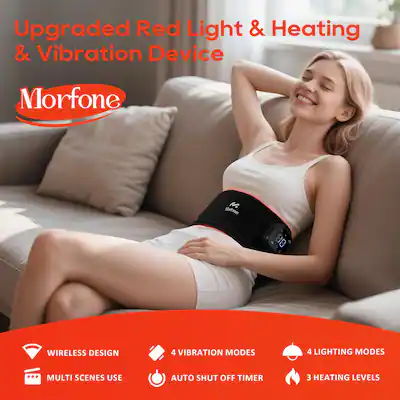 Morfone 660nm & 850nm red light therapy belt, used for body heating, vibration massage, and relief of muscle pain Black M012 - Best Buy Morfone 660nm & 850nm red light therapy belt, used for body heating, vibration massage, and relief of muscle pain Black M012 - Best Buy