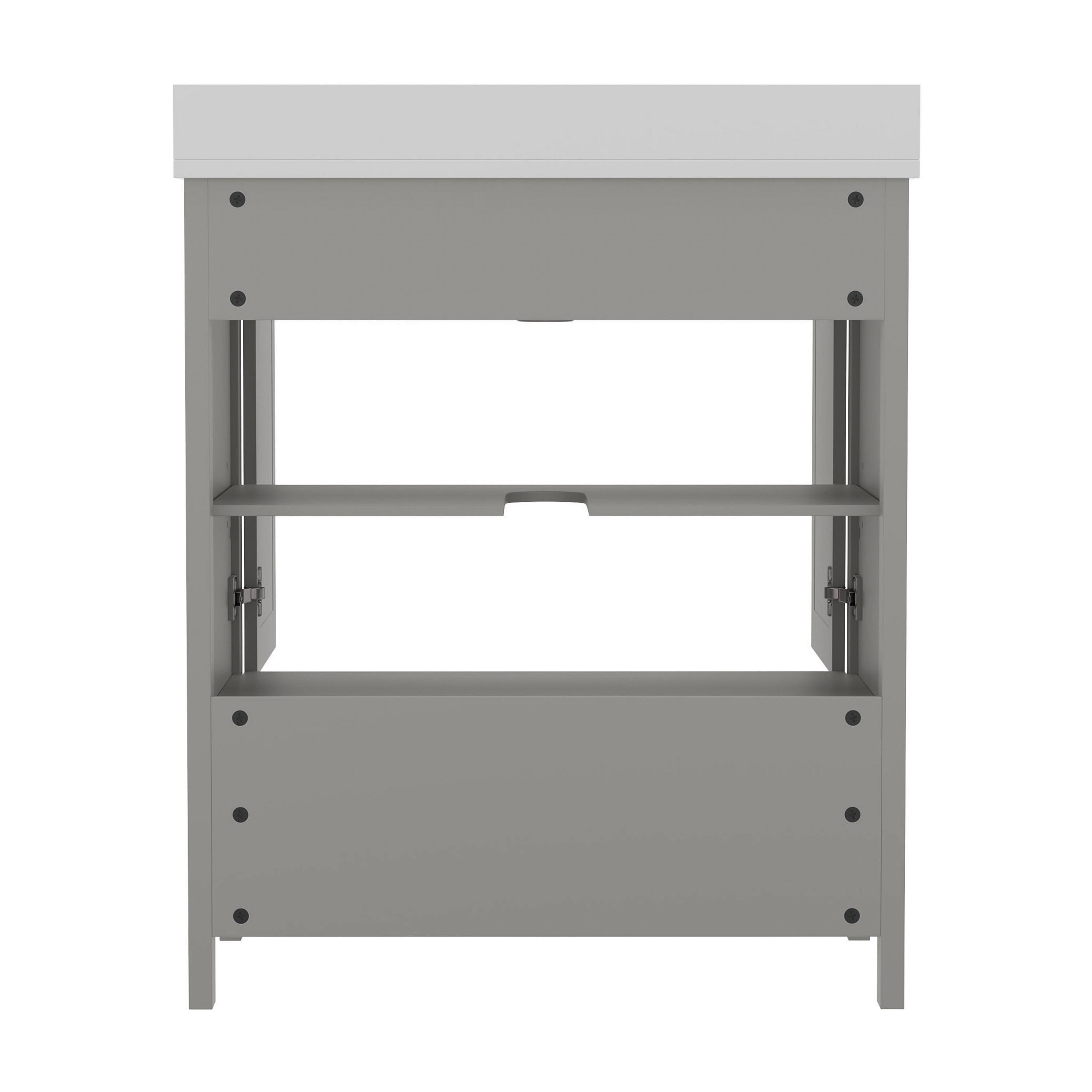 Alt View 5. Emma + Oliver - Bathroom Vanity w/ Ceramic Undermount Sink, Cabinet, Bottom Drawer - Gray.