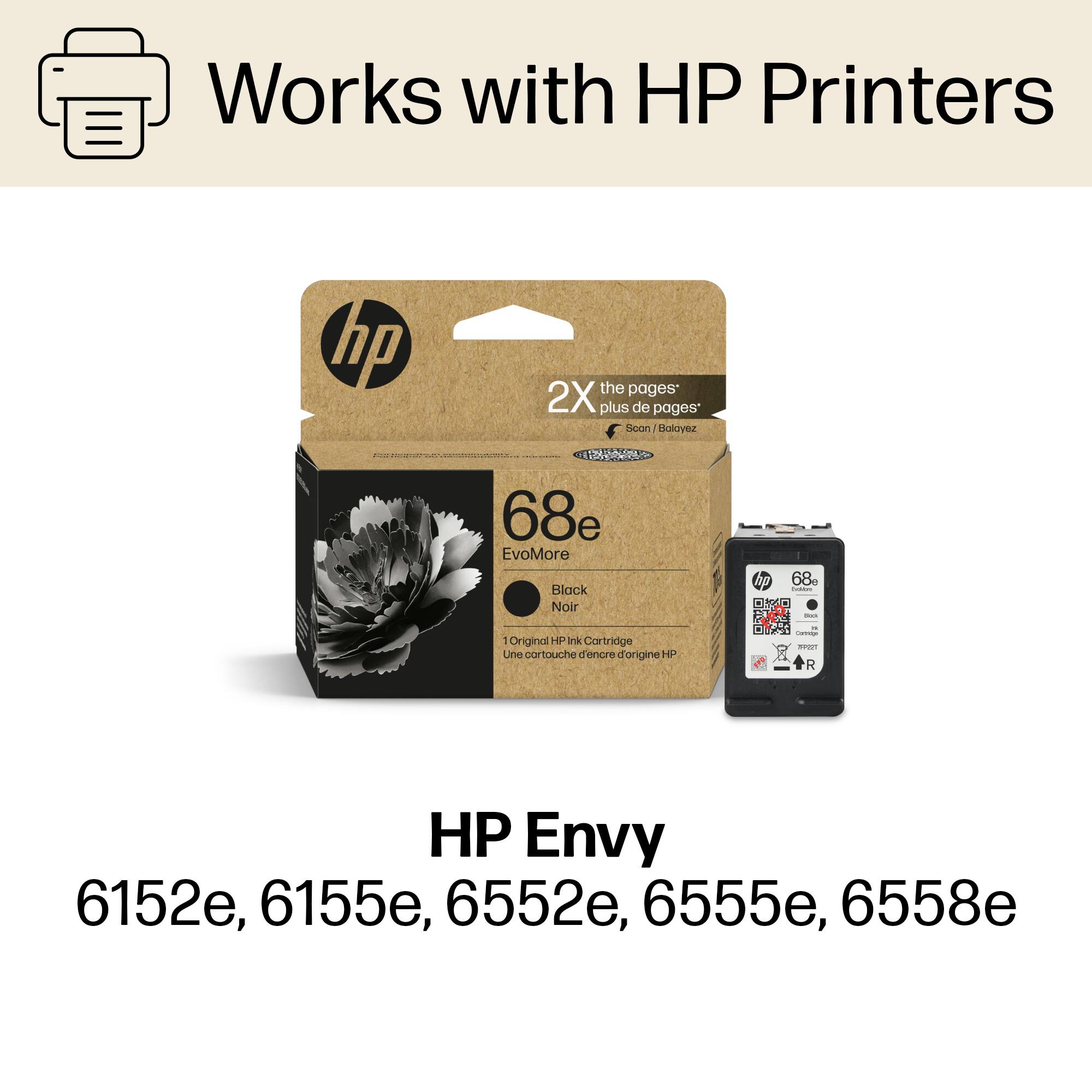 Works with HP Printers: HP Envy 68e, 6152e, 6155e, 6552, 6555e, 6558e.