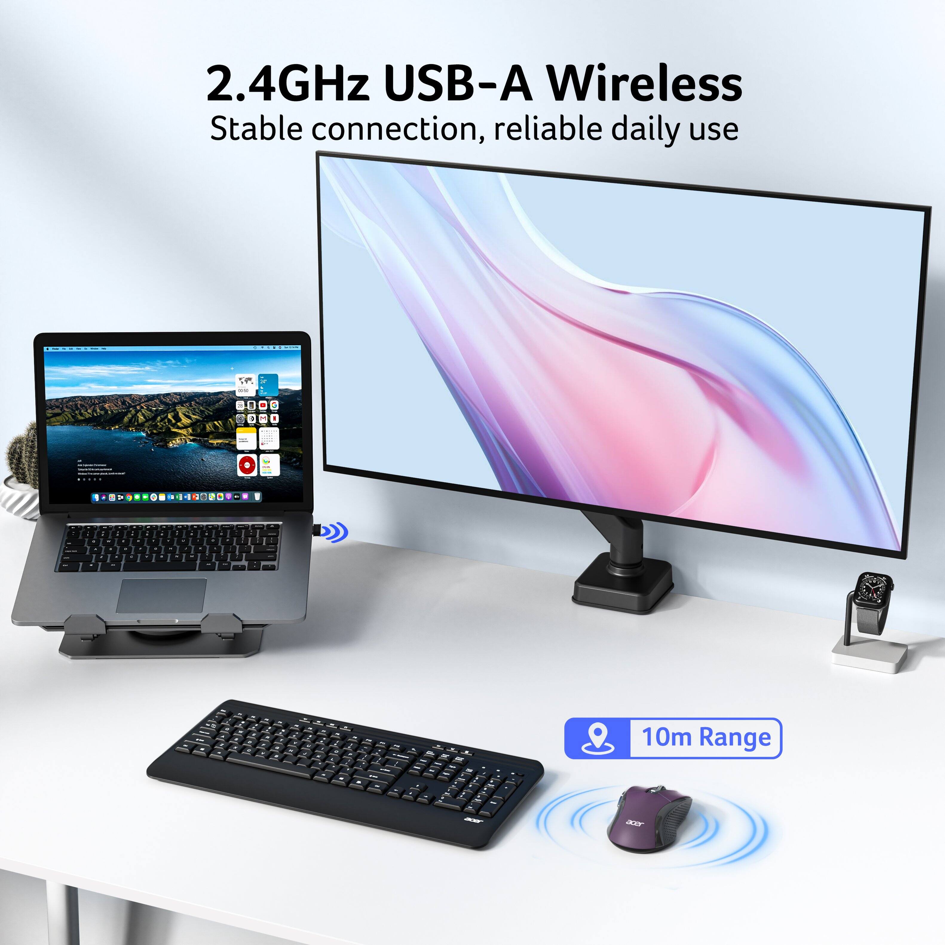 2.4GHz USB-A Wireless  
Stable connection, reliable daily use  
10m Range