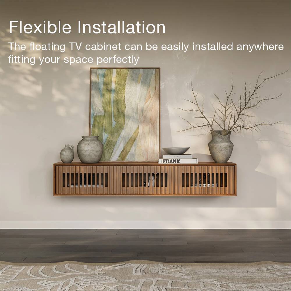 Flexible Installation  
The floating TV cabinet can be easily installed anywhere fitting your space perfectly