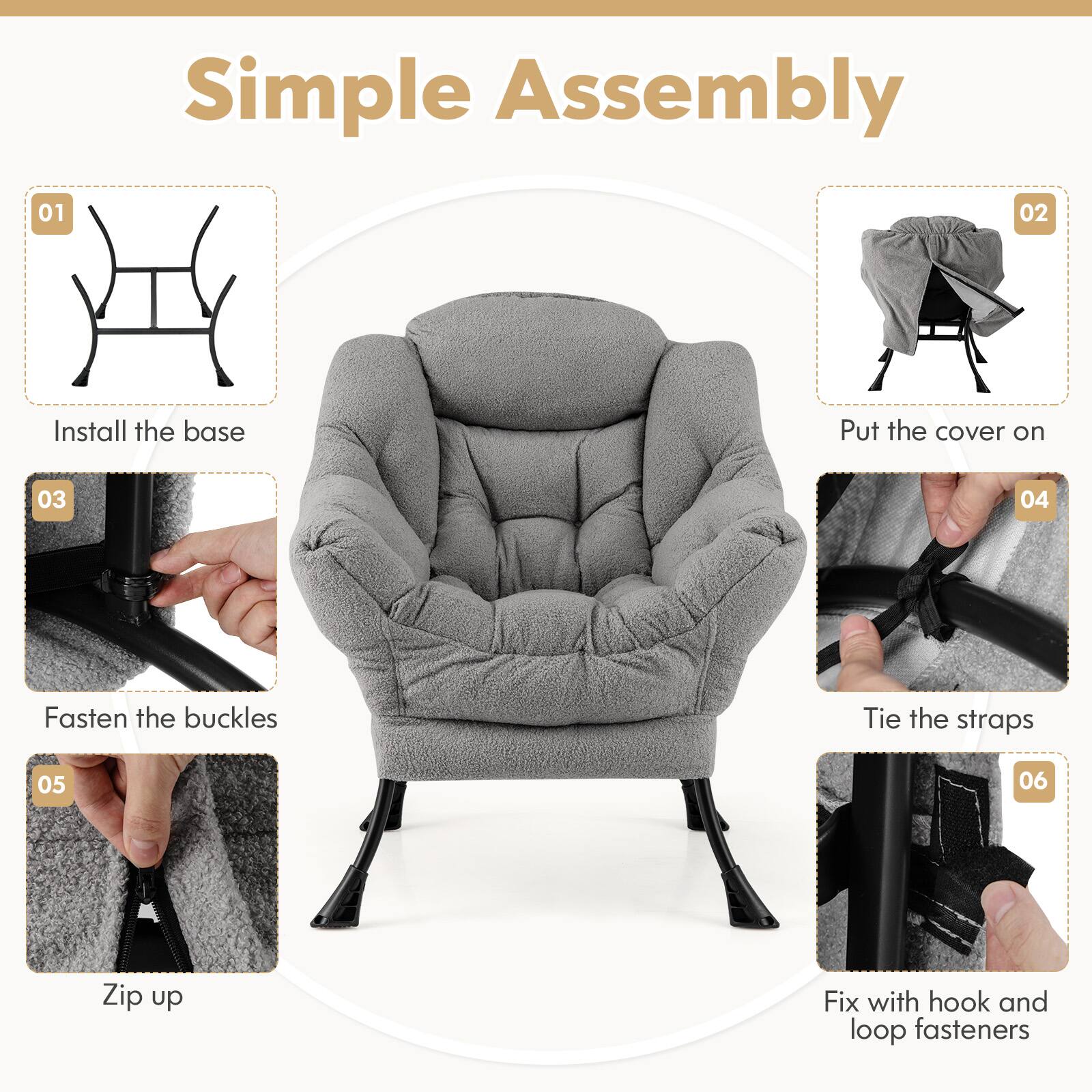 Simple Assembly

01 Install the base
02 Put the cover on
03 Fasten the buckles
04 Tie the straps
05 Zip up
06 Fix with hook and loop fasteners