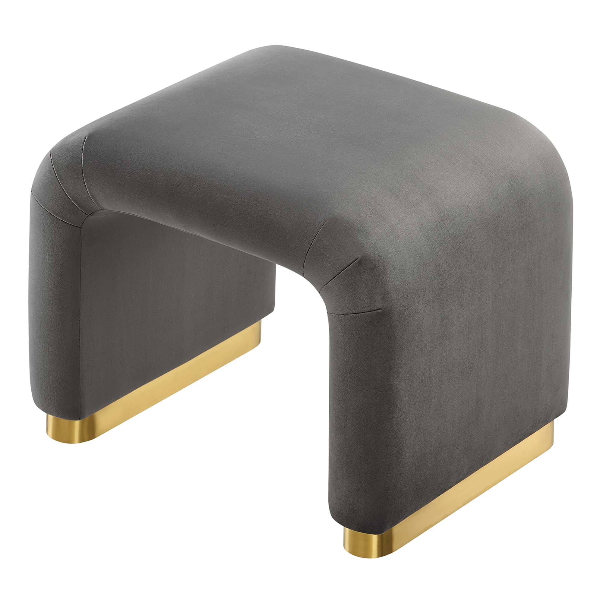 Alt View 5. Modway - Koda Performance Velvet Waterfall Stool by Modway - Brass Storm Gray.