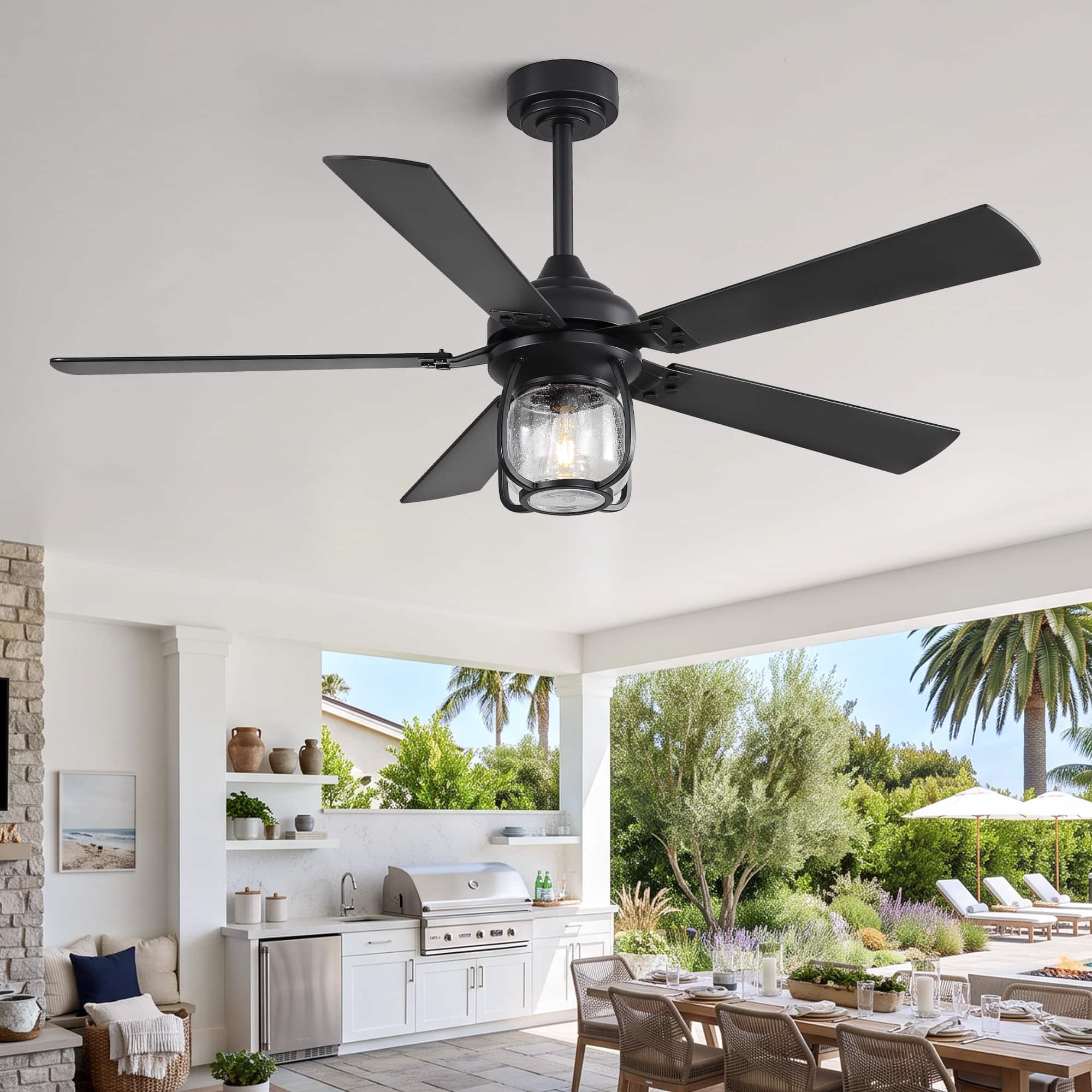 Breezary - 52 Inch Ceiling Fan with Light, 5 Plywood Blades, Quiet DC Motor, Remote Control, 6 Speeds, 1/4/8H Timer - Black price history on PriceWatchPro