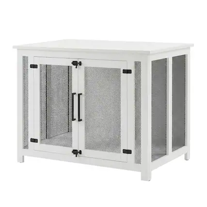 Front. Crosley Furniture - Dane Credenza Dog Crate - White.