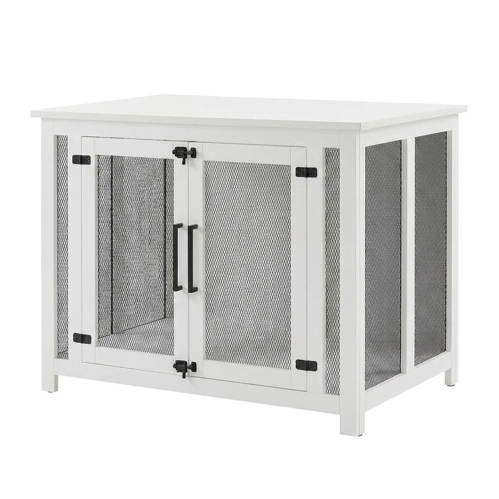 Front. Crosley Furniture - Dane Credenza Dog Crate - White.