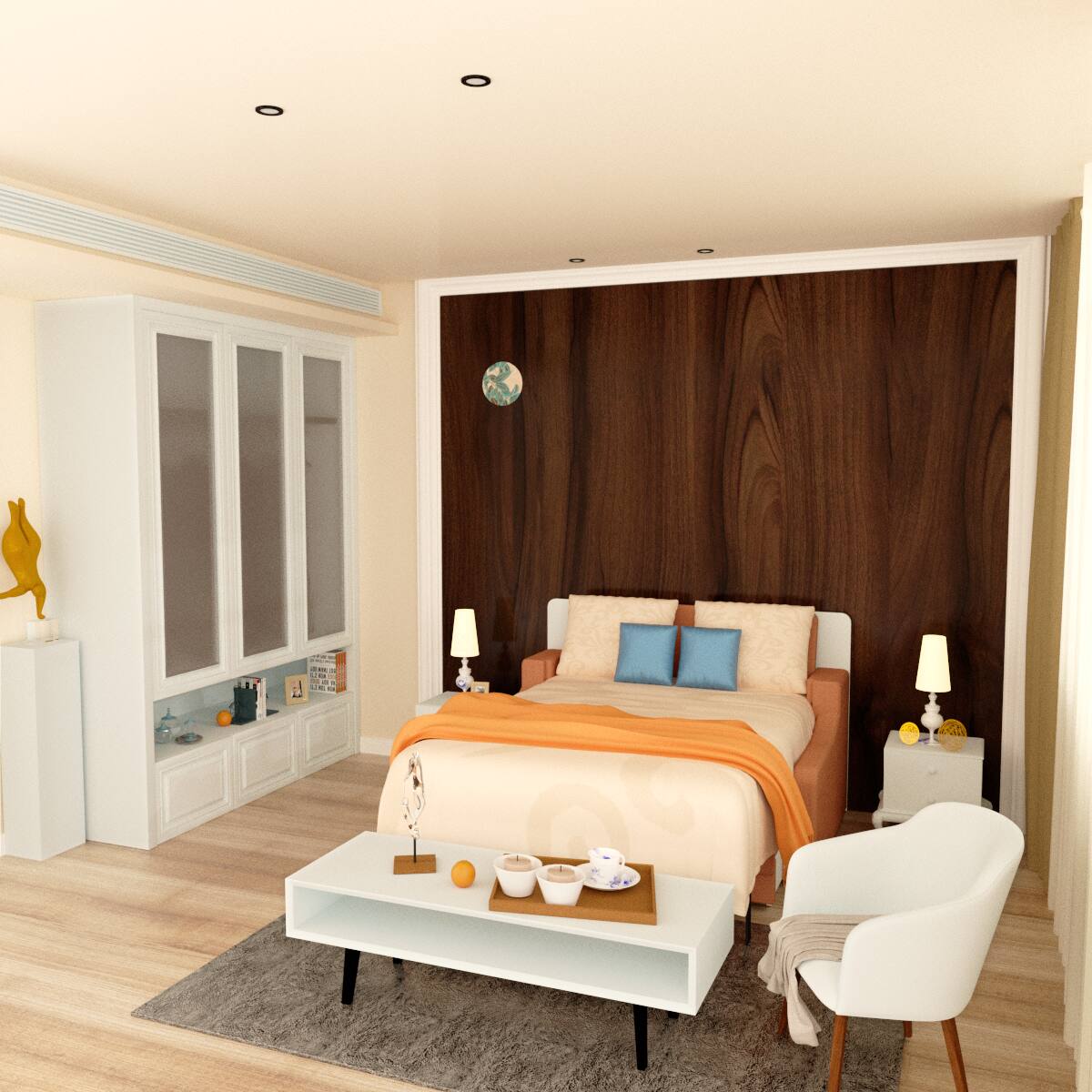 Alt View 2. Tiramisubest - Orange Plywood Modern Murphy Bed with Sofa for Bedroom, Space Saving, Easy Assembly - Orange.