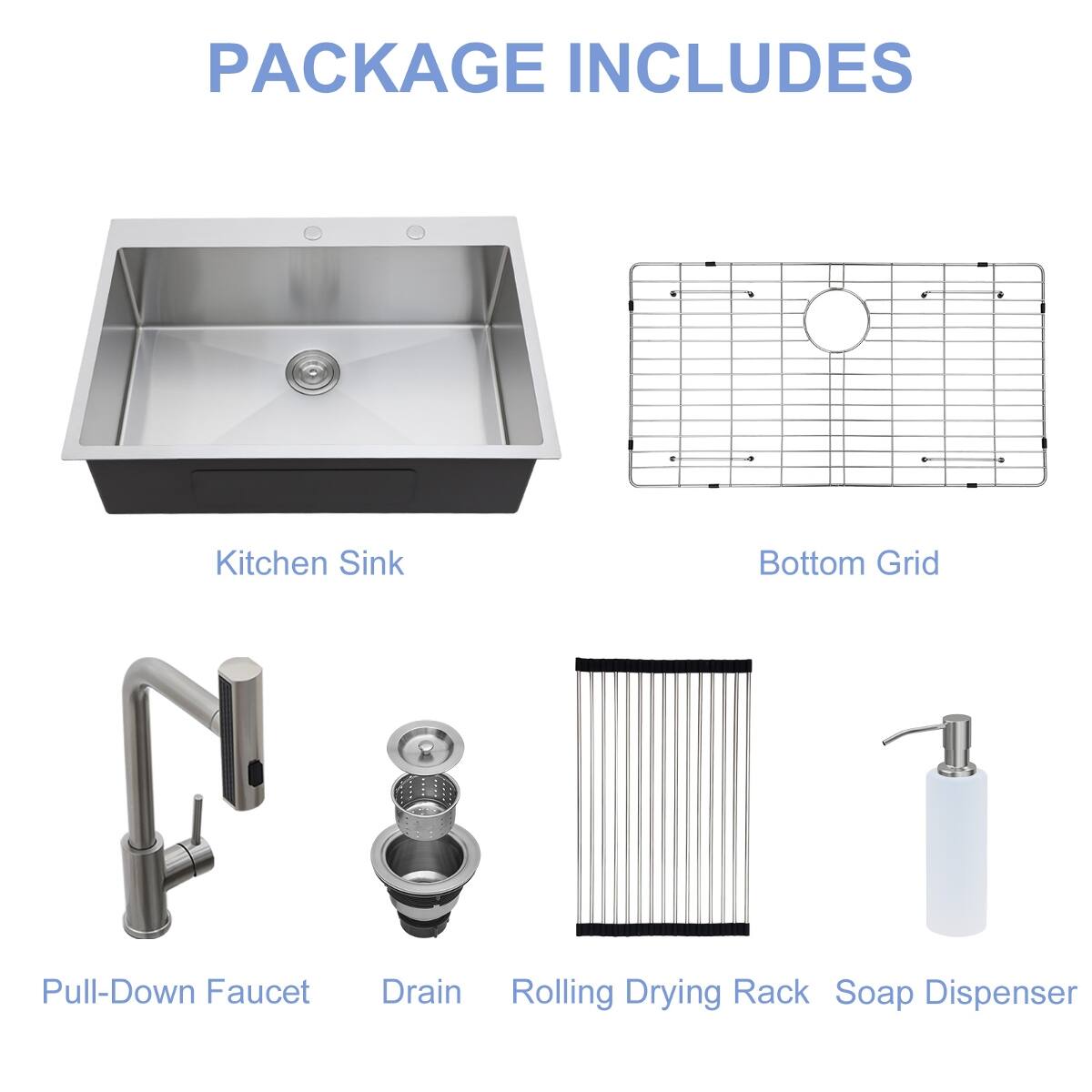 Ropilly 33 inch drop in kitchen sink with soap dispenser, 33 x 22 x 10 ...