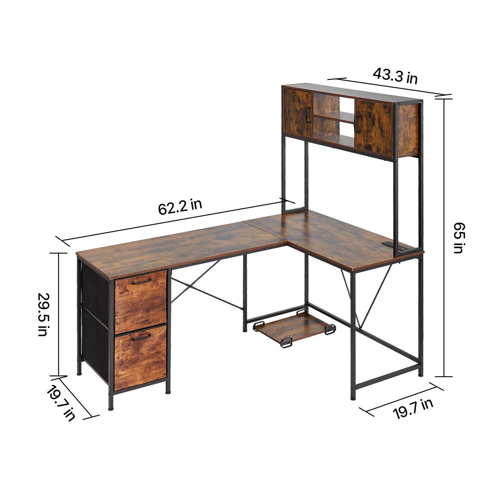 43.3 in  
62.2 in  
65 in  
29.5 in  
19.7 in  
19.7 in