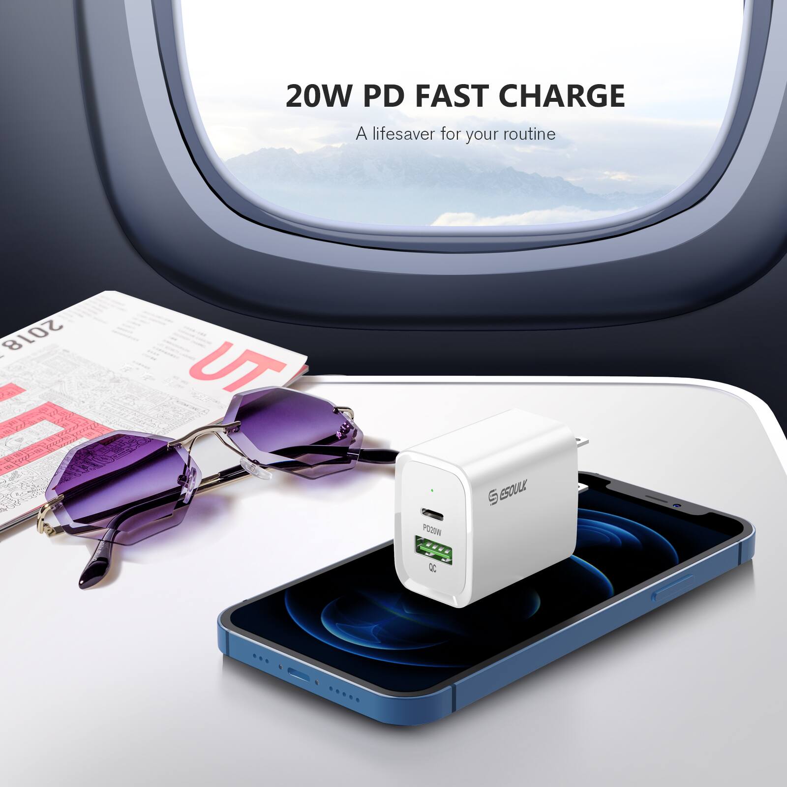 20W PD FAST CHARGE  
A lifesaver for your routine  

2018  
UT  
5 Esoux POZSW J.