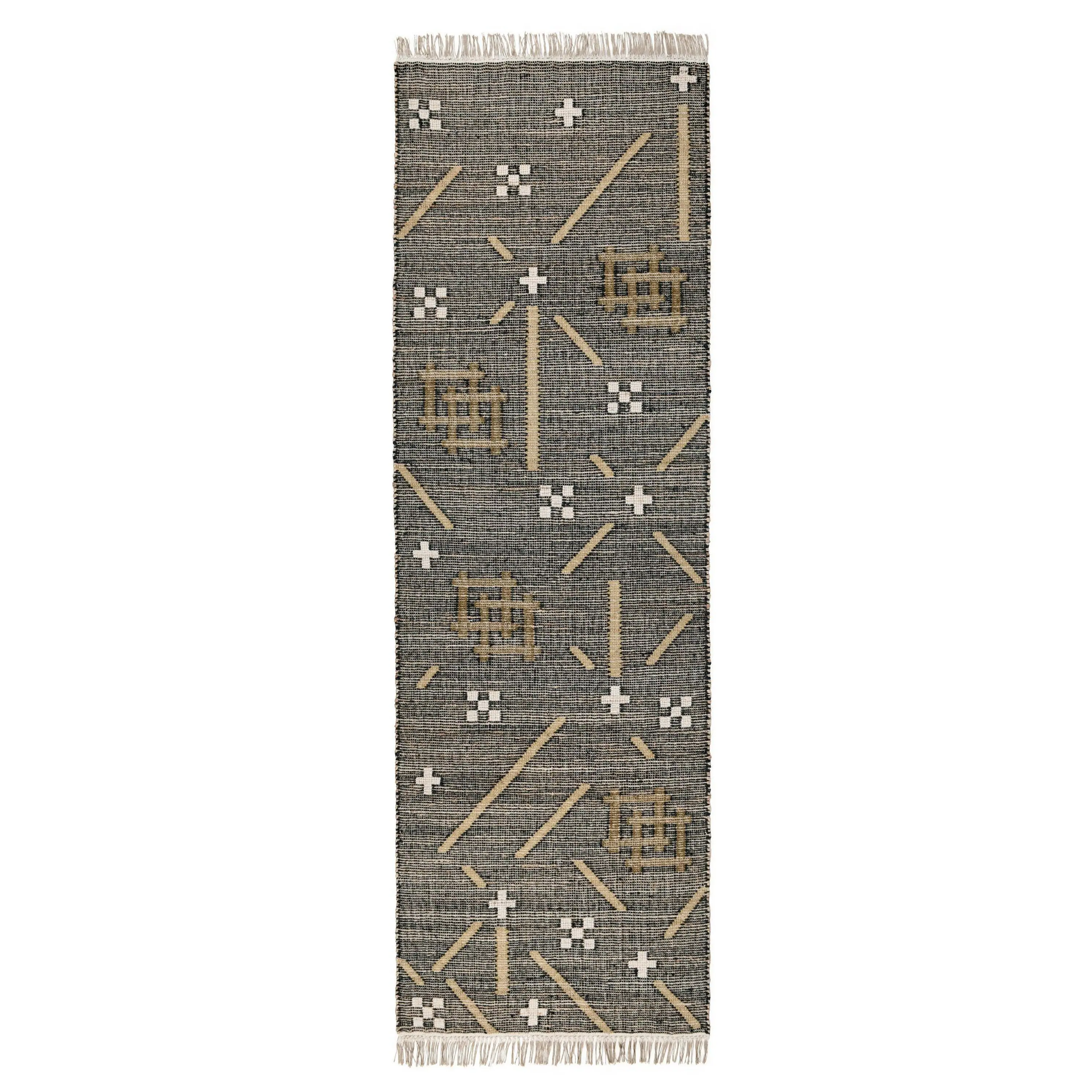Manhattan Lane Hallway Runner Rug, Handwoven Traditional Tassels Black ...