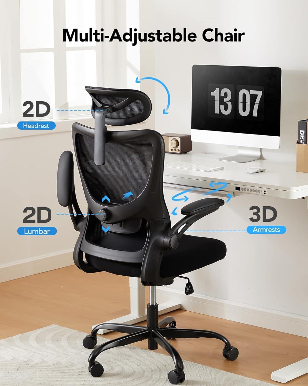 HUANUO Ergonomic Office Chair, High Mesh Back, Cushion Seat