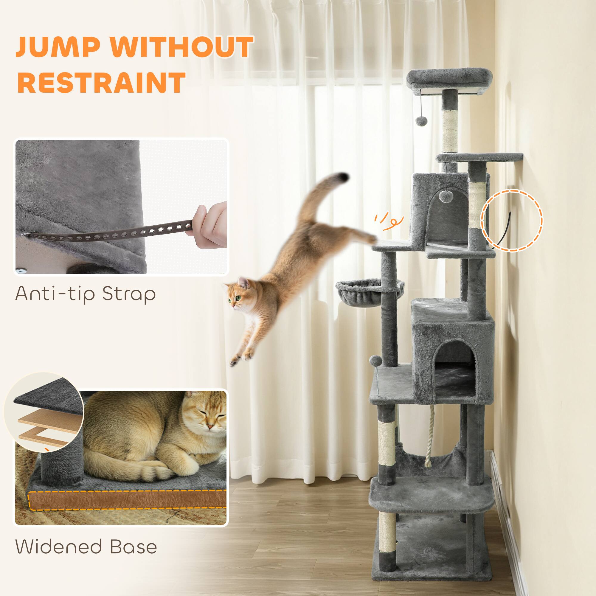 JUMP WITHOUT RESTRAINT

Anti-tip Strap

Widened Base