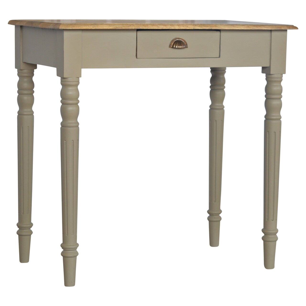 Angle. Artisan Furniture - Artisan Furniture Solid Wood Hand Painted Writing Desk, 1 Drawer, Grey - Grey.