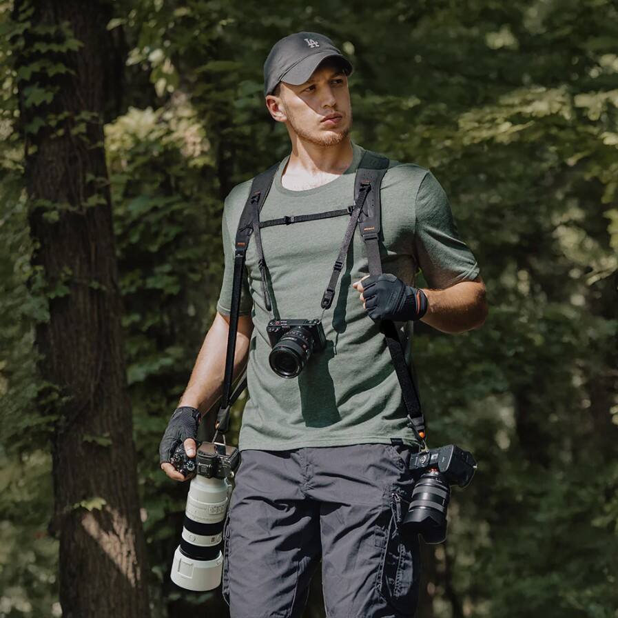 Angle. PGYTECH - PGYTECH Camera Strap Master Midnight Black, Dual Camera Shoulder Strap, Quick Release, 90kg Capacity - Midnight Black.