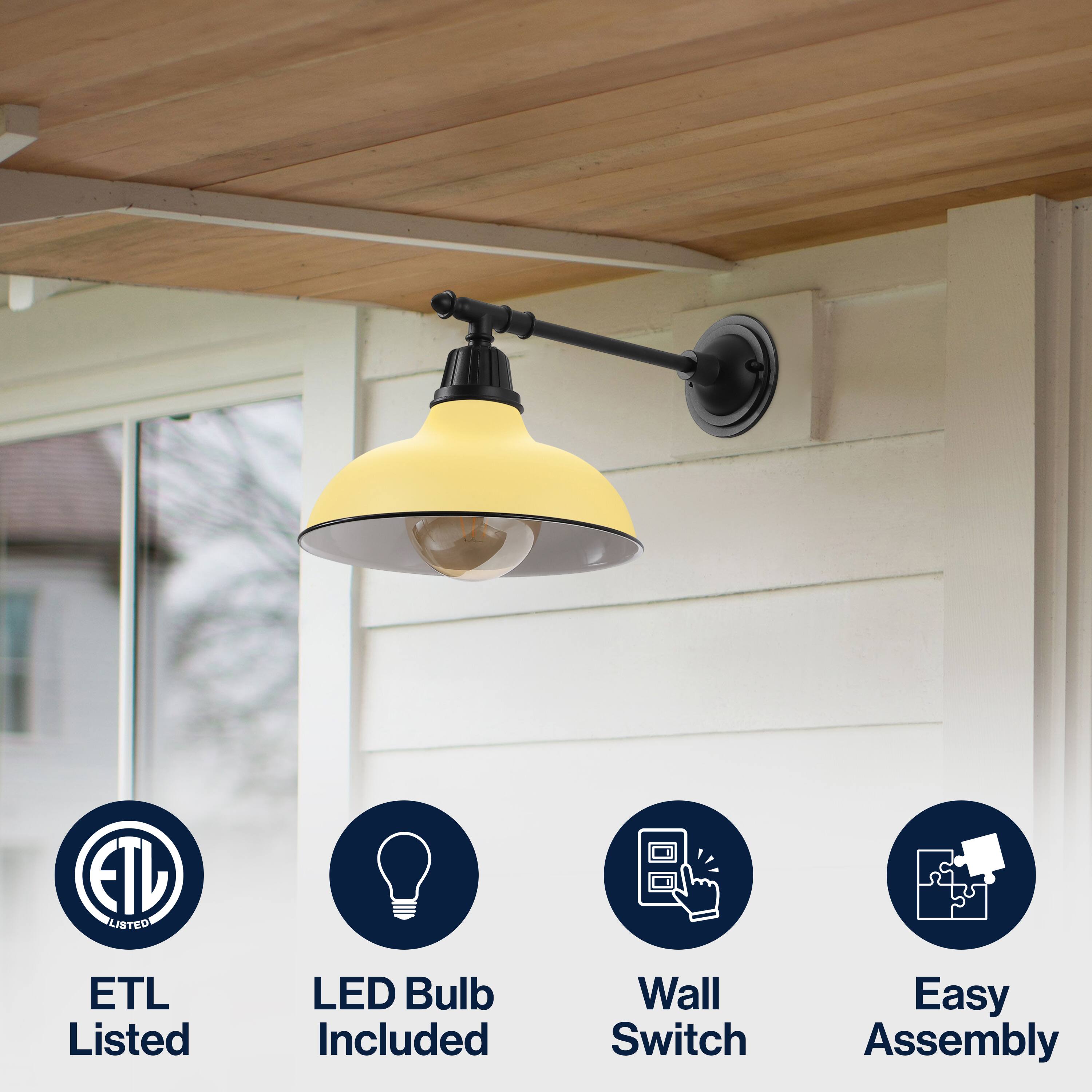 ETL Listed LED Bulb Included Wall Switch Easy Assembly