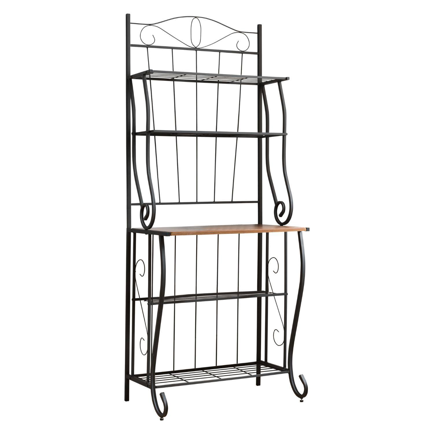 Angle. Kings Brand Furniture - Kings Brand Furniture Black / Walnut 5-Tier Kitchen Storage Bakers Rack - Black.