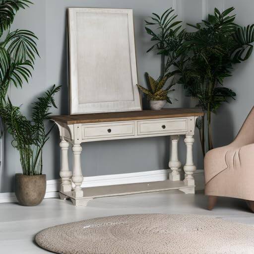 Alt View 1. Liberty Furniture Industries - Morgan Creek Sofa Table in Antique White w/ Wirebrushed Tobacco Accents - White.