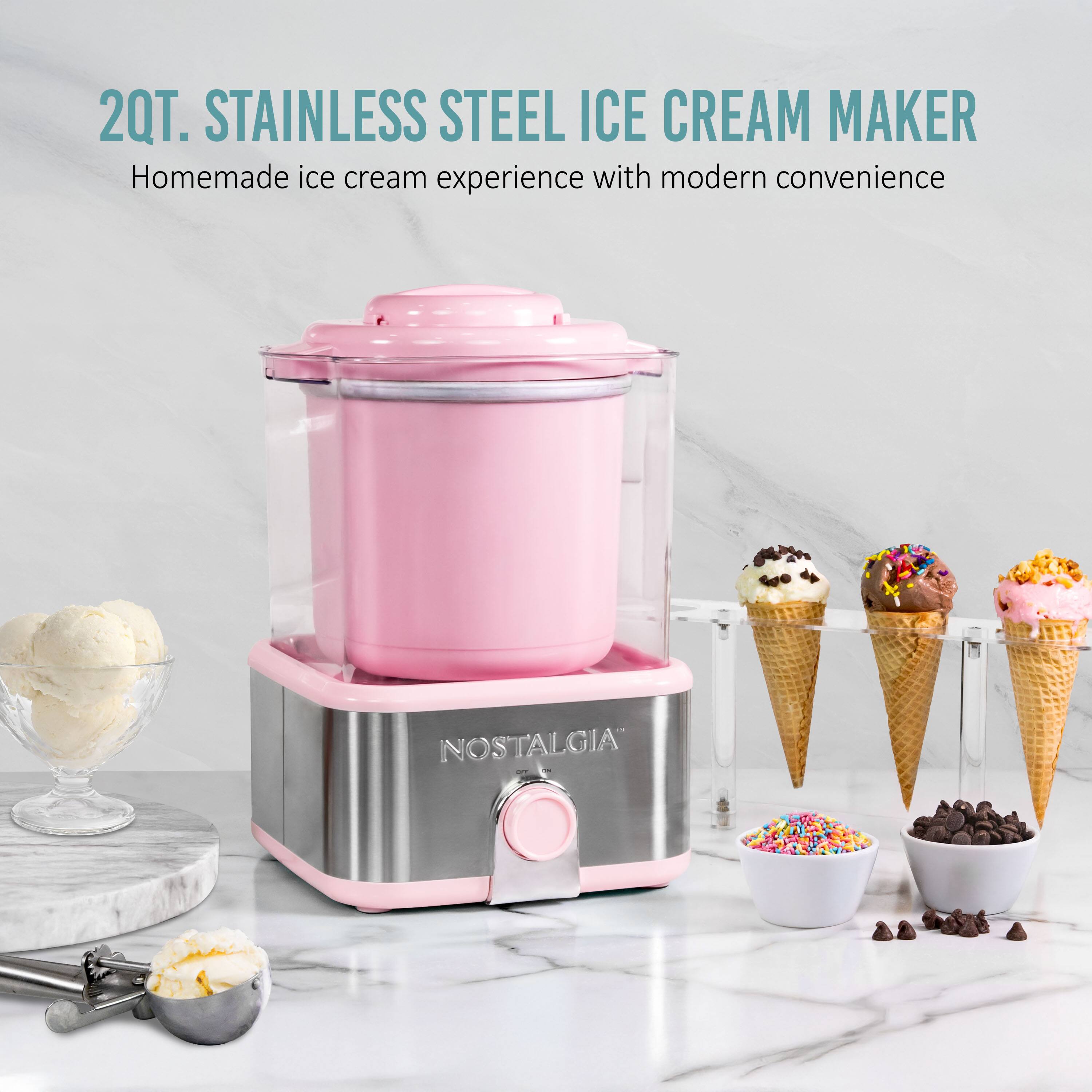 2QT. STAINLESS STEEL ICE CREAM MAKER  
Homemade ice cream experience with modern convenience  
NOSTALGIA