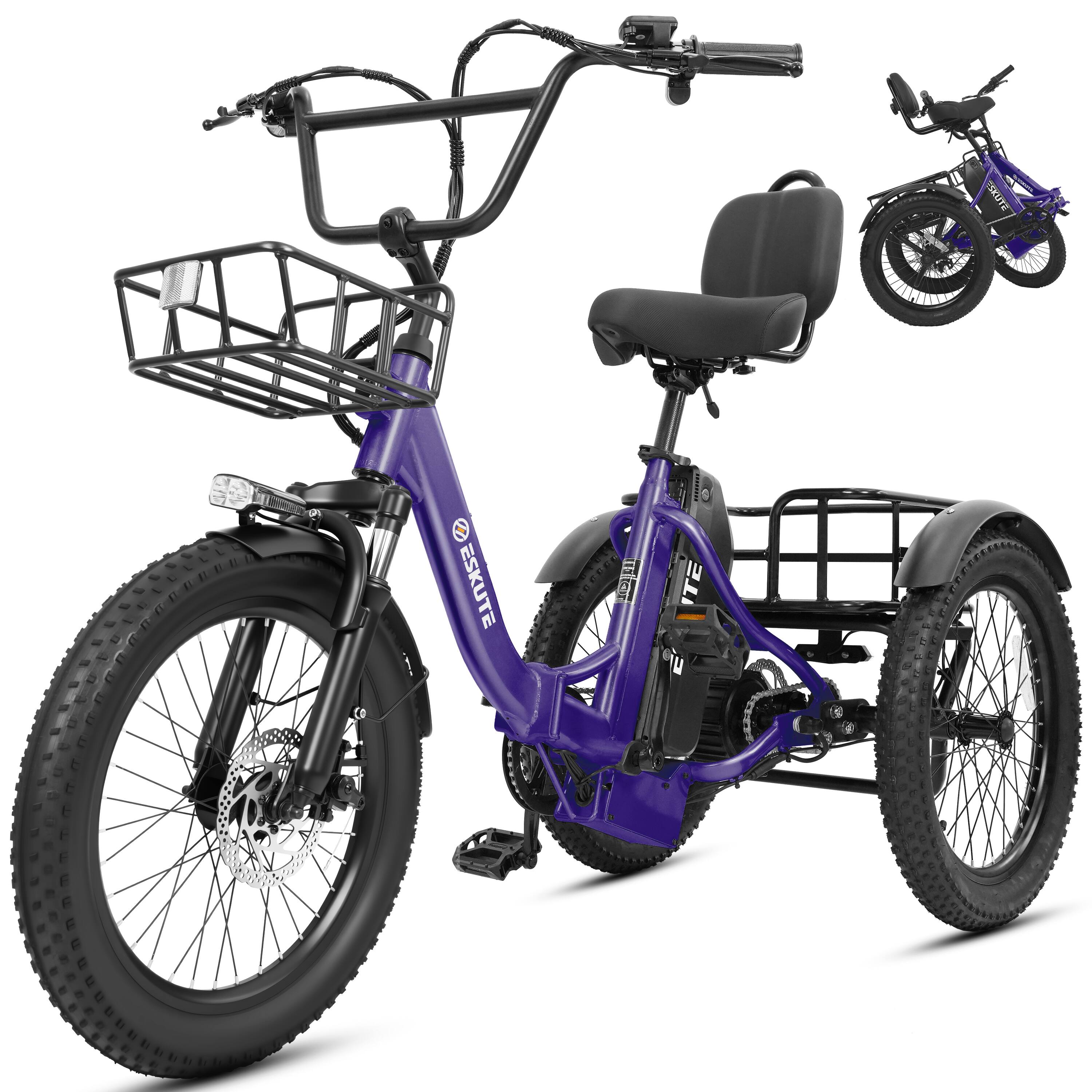 Eskute Folding Electric Tricycle Low Step Easy Access, 3 Wheel ...