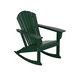 WestinTrends - Dylan Outdoor Patio Poly Plastic Adirondack Rocking Chair - Dark Green