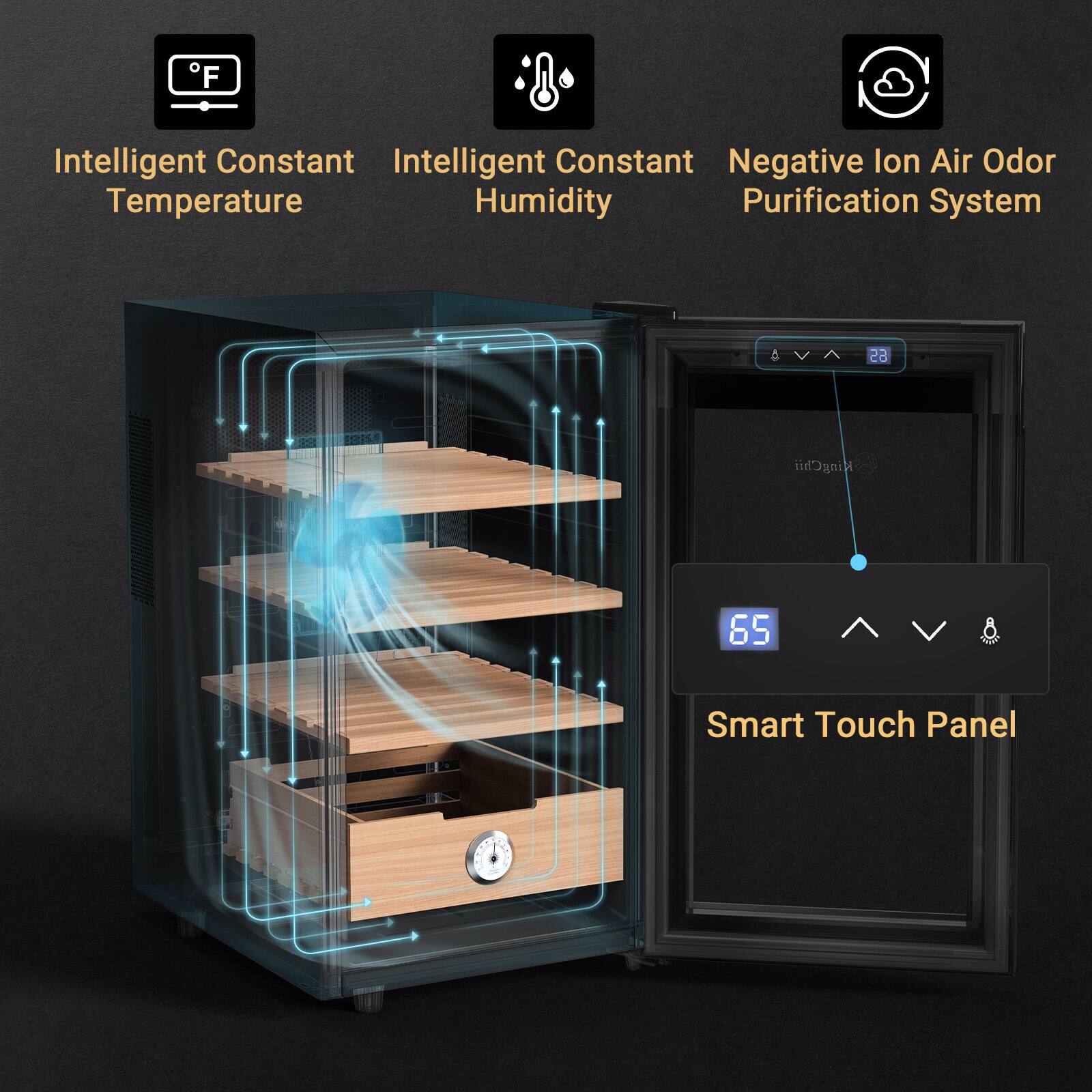 Intelligent Constant Temperature
Intelligent Constant Humidity
Negative Ion Air Odor Purification System
Smart Touch Panel
