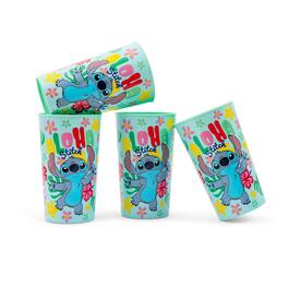 Silver Buffalo - Disney Lilo & Stitch "Aloha" 4-Piece Plastic Cup Set | Each Holds 22 Ounces - Blue